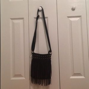 Brown fringe cross body